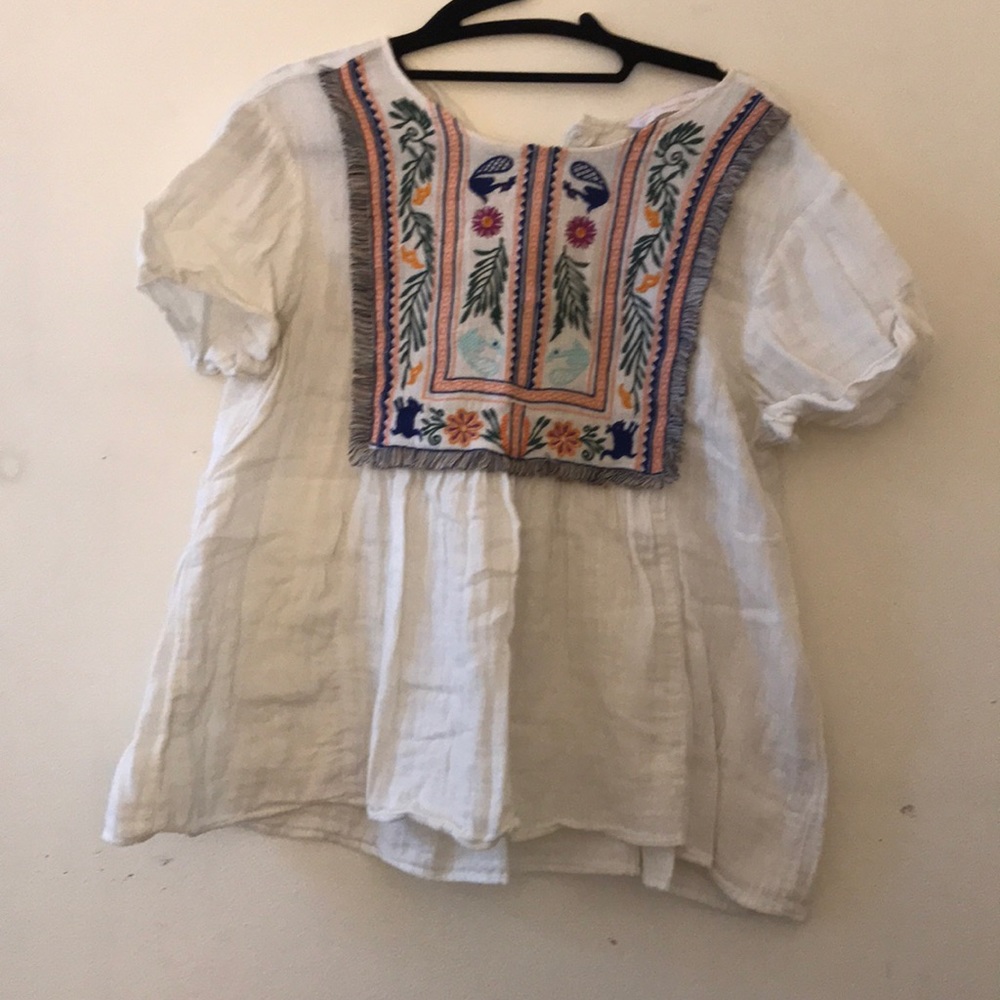 Zara Cream Embroidered Top